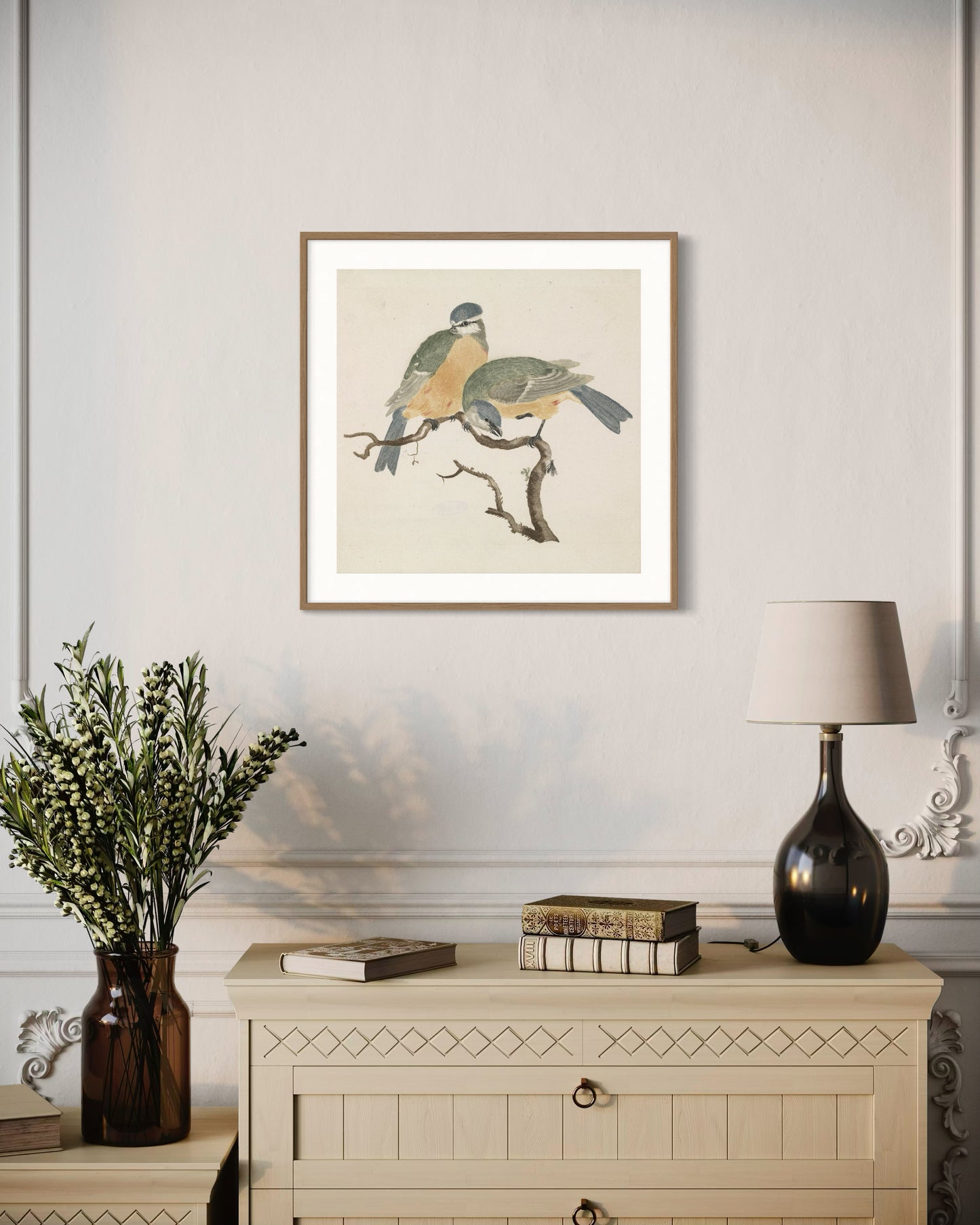 Blauwe zangvogels op een tak